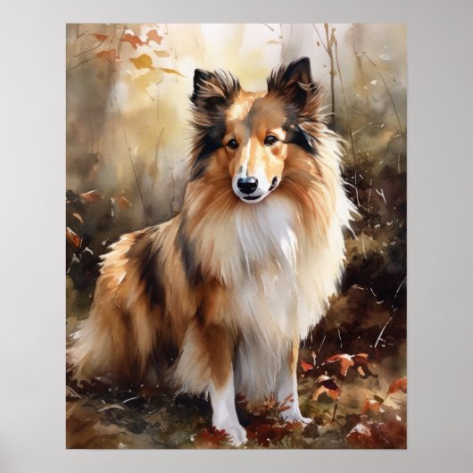 Schattige Shetland Sheepdog Hond Art Print Poster (Voorkant)