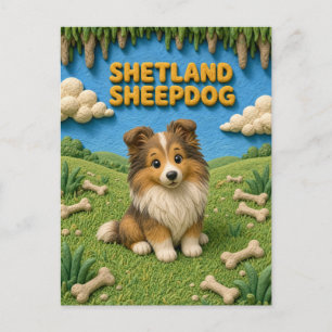 Schattige Shetland Sheepdog Puppy, Baby Hond Briefkaart