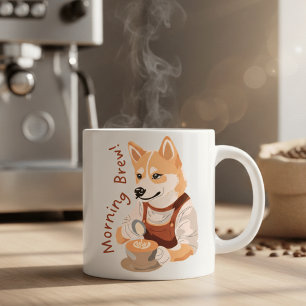 Schattige Shiba Inu Barista Ochtendthee Koffielief Koffiemok