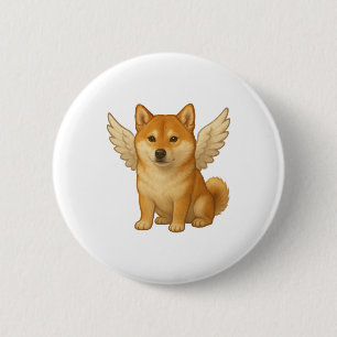 Schattige Shiba Inu engel cartoon blije hond Ronde Button 5,7 Cm