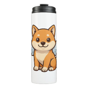 Schattige Shiba Inu engel cartoon hond geluk Thermosbeker