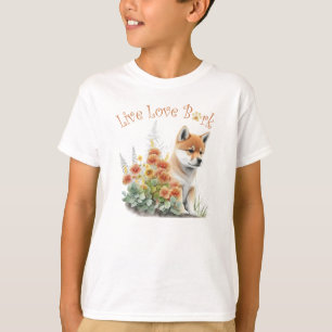 Schattige Shiba Inu-hond bloemig T-shirt
