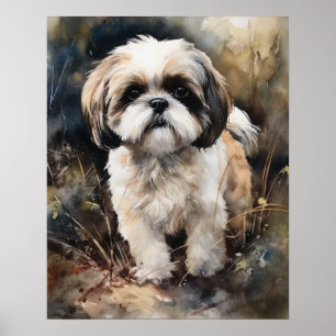 Schattige Shih Tzu Dog Art Print Poster