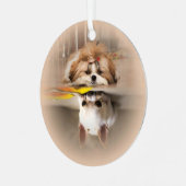 Schattige shih tzu en chihuahua metalen ornament (Voorkant links)