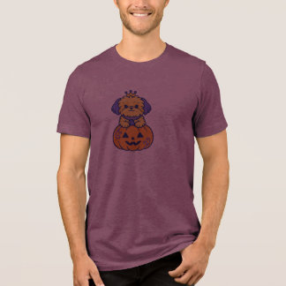 Schattige Shih Tzu Halloween Prinses Pompoen Kroon Tri-Blend Shirt