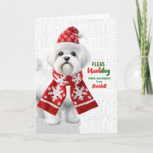 Schattige Shih Tzu Hond Grappige Vlooien Navidog m Feestdagen Kaart