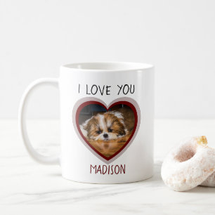Schattige shih tzu met Valentijnshart foto Koffiemok