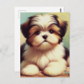 Schattige Shih-Tzu Puppy schilderij Briefkaart (Voorkant / Achterkant)