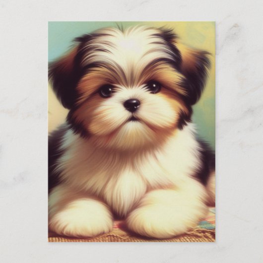 Schattige Shih-Tzu Puppy schilderij Briefkaart (Voorkant)
