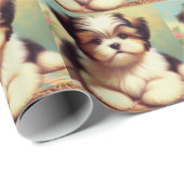 Schattige Shih-Tzu Puppy schilderij Cadeaupapier (Rol Hoek)