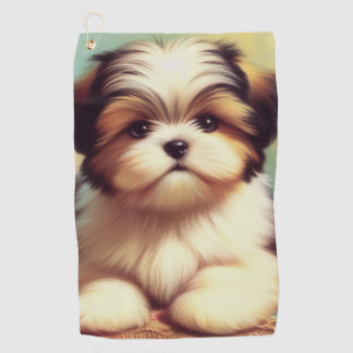 Schattige Shih-Tzu Puppy schilderij Golfhanddoek