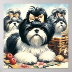 Schattige  Shih-Tzu schilderij Poster