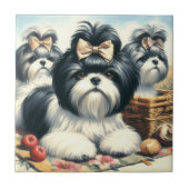 Schattige Shih-Tzu schilderij Tegeltje (Voorkant)