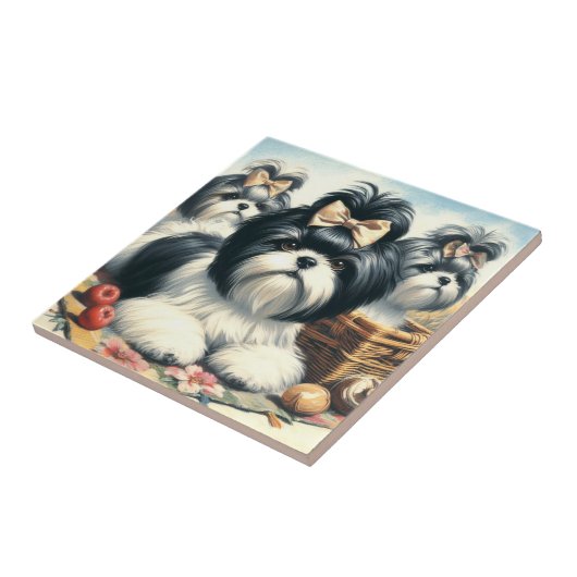 Schattige Shih-Tzu schilderij Tegeltje (Zijkant)
