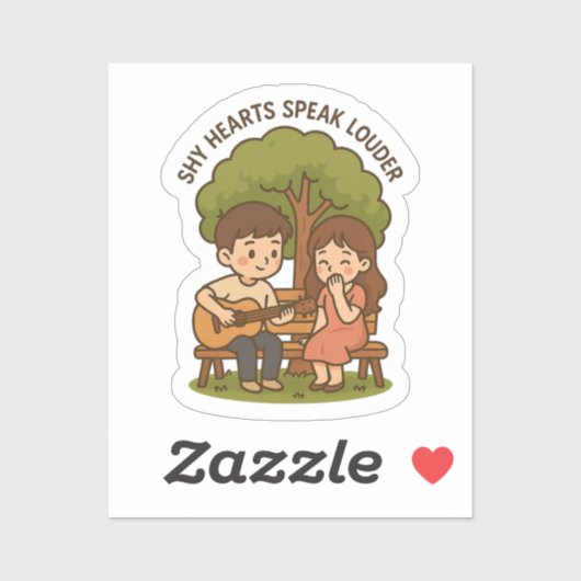 Schattige Shy Love Guitar Paar Sticker (Vel)