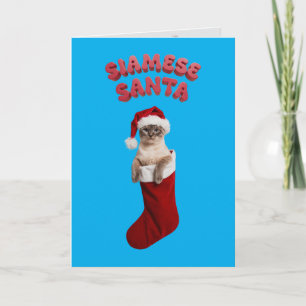 Schattige Siamese Kat Kerstvakantie Kaart