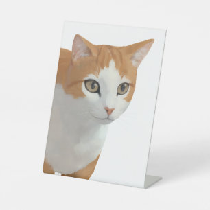 Schattige Siamese Kat Kunst Reclamebord Met Voetstuk
