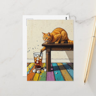 Schattige Siamese Kat Laat het Ijs Lopen Briefkaart