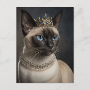 schattige Siamese kat Pearl ketting blauw juweel k Briefkaart