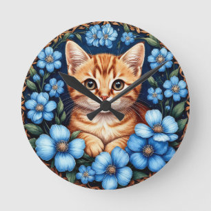 Schattige Siamese Kat Ronde Klok