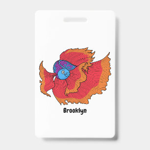 Schattige Siamese kempvis betta cartoon Badge