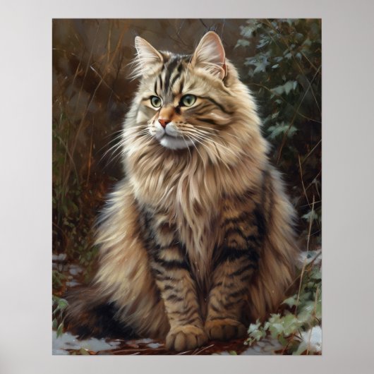 Schattige Siberisch Cat Art Print Poster (Voorkant)