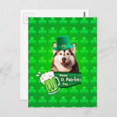 Schattige Siberisch Husky Dog Pet St. Patrick's Da Briefkaart (Voorkant / Achterkant)