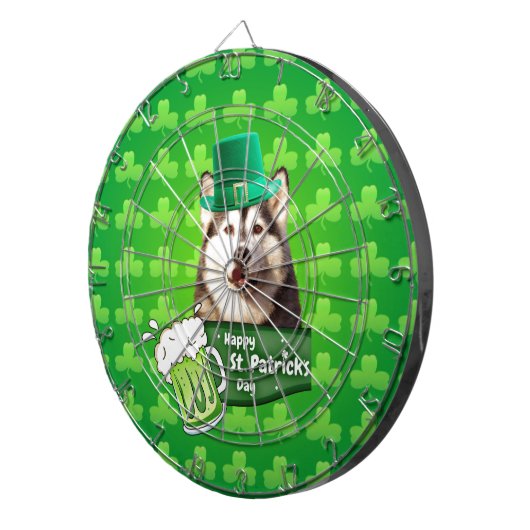 Schattige Siberisch Husky Dog Pet St. Patrick's Da Dartbord (Voorkant Rechts)