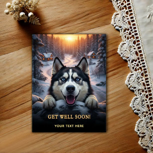 Schattige Siberische Husky Beterschap Briefkaart