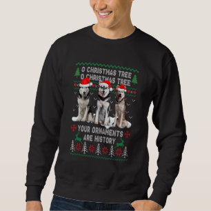 Schattige Siberische Husky-hond Oh Kerstboom Lelij Trui