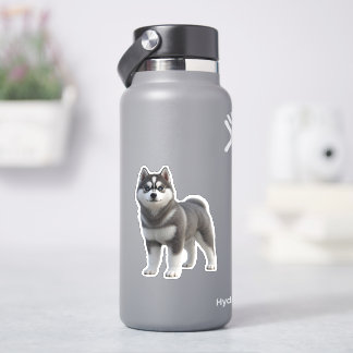 Schattige Siberische Husky Puppy 3D Realistische U Sticker