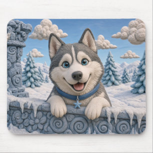 Schattige Siberische Husky Puppy, Baby Hond Muismat