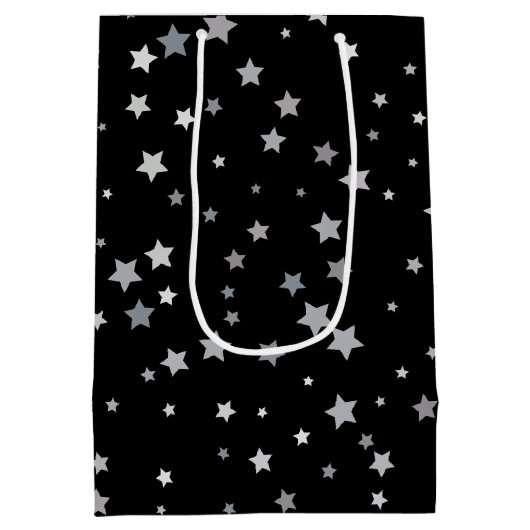 Schattige Silver Stars patroon | Elke achtergrondk Medium Cadeauzakje (Achterkant)