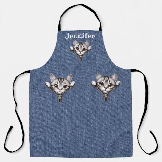 Schattige Silver Tabby Cat All-Over Print Schort (Voorkant)