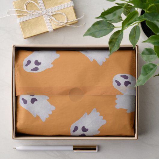 Schattige Sinaasappel & Black Spooky Ghost Hallowe Tissuepapier (Geschenk)