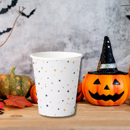 Schattige Sinaasappel en Black Star Pattern Hallow Papieren Bekers