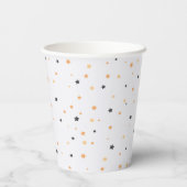 Schattige Sinaasappel en Black Star Pattern Hallow Papieren Bekers (Achterkant)