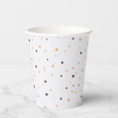 Schattige Sinaasappel en Black Star Pattern Hallow Papieren Bekers (Voorkant)