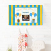 Schattige Sinaasappel en blauw Happy Birthday gepe Spandoek (Insitu)