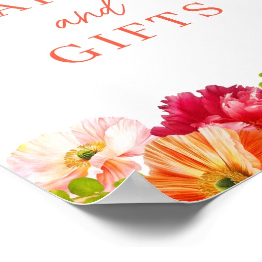 Schattige Sinaasappel en Bright Pink Floral Kaarte Poster (Hoek)