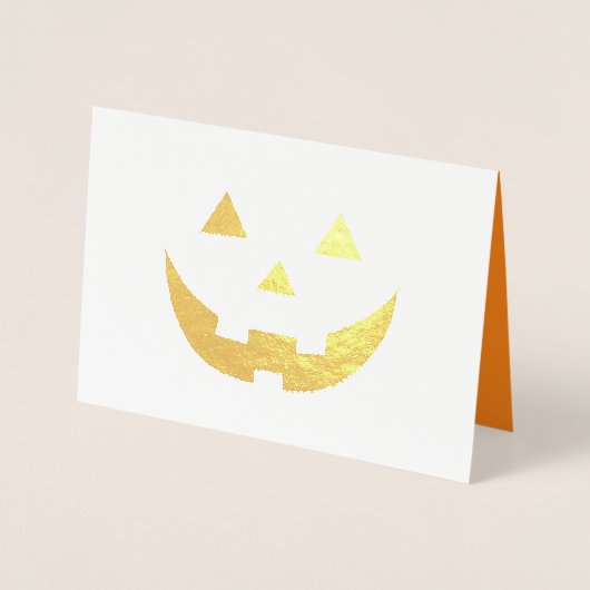 Schattige sinaasappel jack o lantaarn grappig Hall Folie Kaarten (Voorkant)