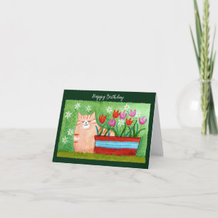 Schattige Sinaasappel Tabby Cat in Garden Cat Love Kaart