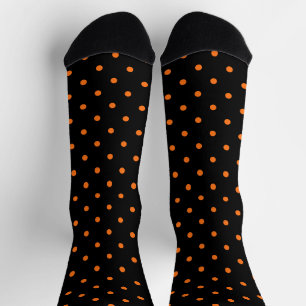 Schattige sinaasappel zwart polka dots patroonplez sokken