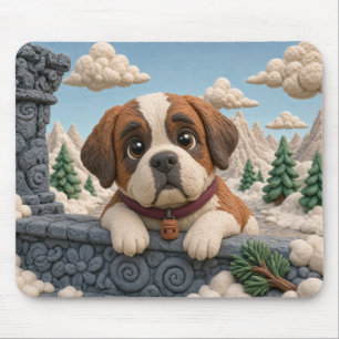 Schattige Sint-Bernard Puppy, Baby Hond Muismat