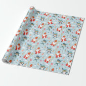 Schattige Sinterklaas en Piet Pattern op lichtblau Cadeaupapier (Uitgerold)