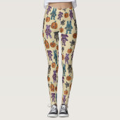 Schattige Skelet Dieren en Pompoenen Halloween Leggings (Voorkant)