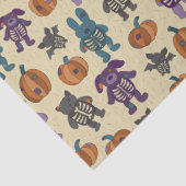 Schattige Skelet Dieren en Pompoenen Halloween Tissuepapier (Detail)