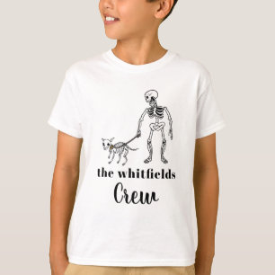 Schattige Skelet Dog Walker Halloween Family Match T-shirt