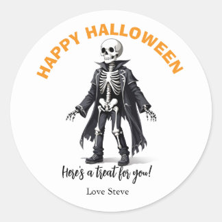Schattige skelet Happy Halloween vriendelijke pomp Ronde Sticker