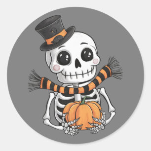 Schattige Skelet Illustratie Halloween Sticker